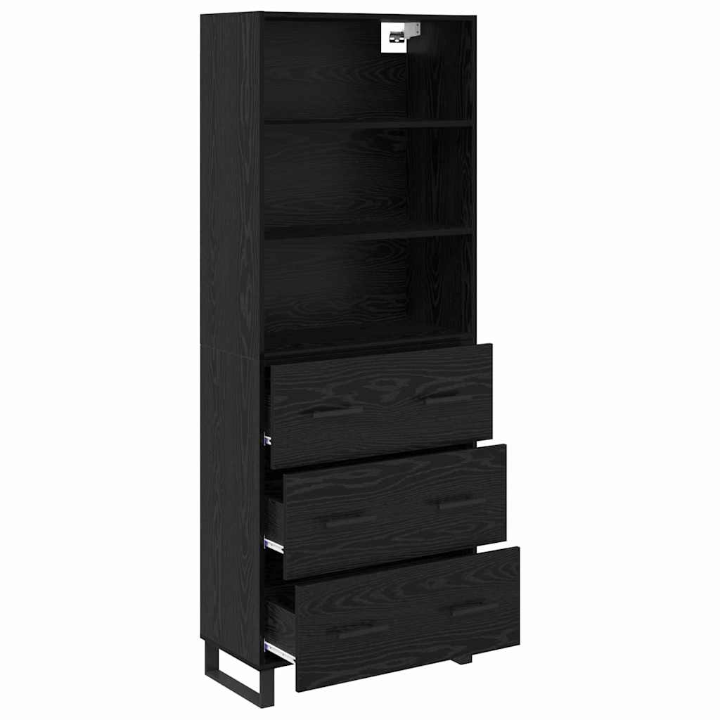 vidaXL Highboard with Drawer 2 pcs Black Oak Engineered Wood