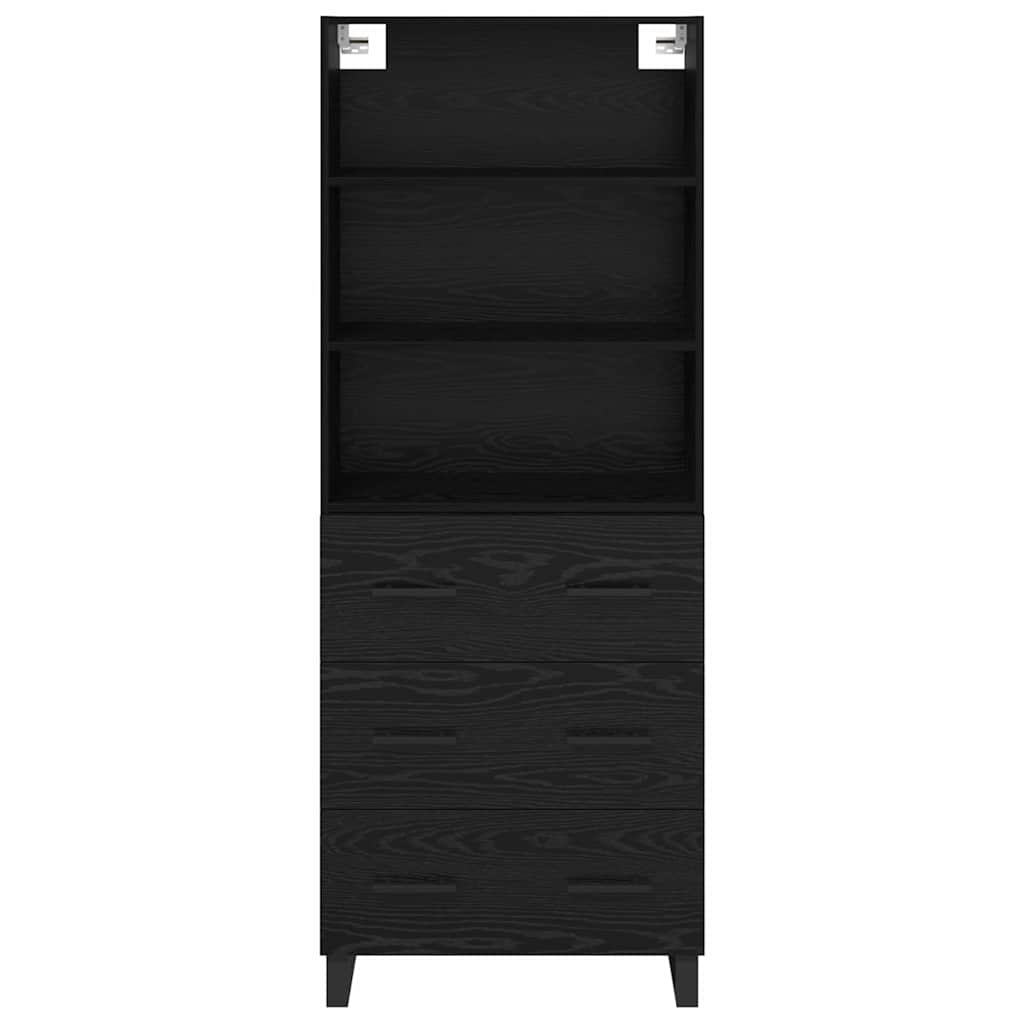 vidaXL Highboard with Drawer 2 pcs Black Oak Engineered Wood