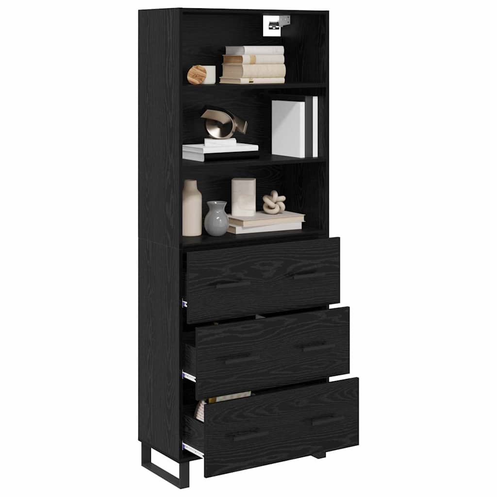 vidaXL Highboard with Drawer 2 pcs Black Oak Engineered Wood