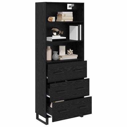 vidaXL Highboard with Drawer 2 pcs Black Oak Engineered Wood
