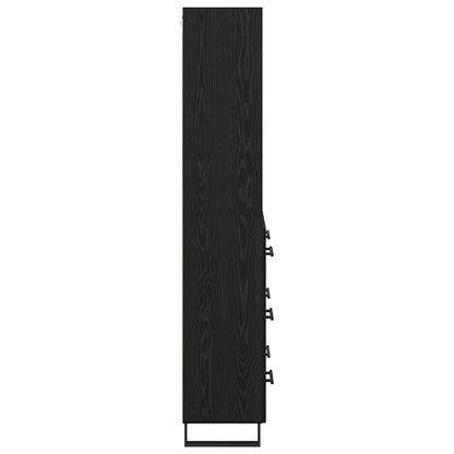 vidaXL Highboard with Drawer 2 pcs Black Oak Engineered Wood