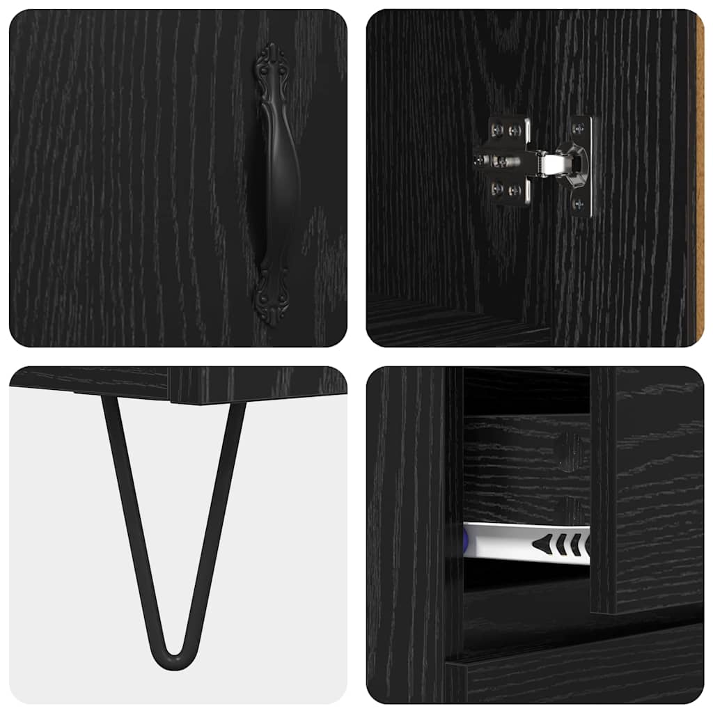 vidaXL Highboard Black Oak 69.5 x 34 x 180 cm Engineered Wood