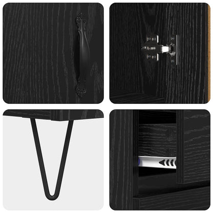 vidaXL Highboard Black Oak 69.5 x 34 x 180 cm Engineered Wood