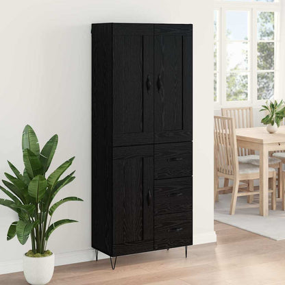 vidaXL Highboard Black Oak 69.5 x 34 x 180 cm Engineered Wood