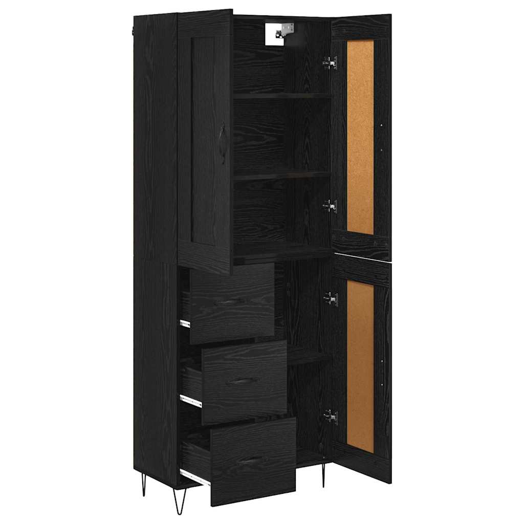vidaXL Highboard Black Oak 69.5 x 34 x 180 cm Engineered Wood