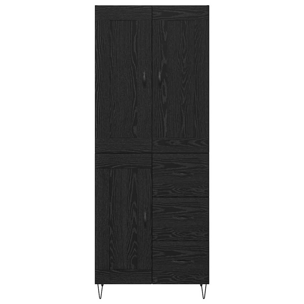 vidaXL Highboard Black Oak 69.5 x 34 x 180 cm Engineered Wood