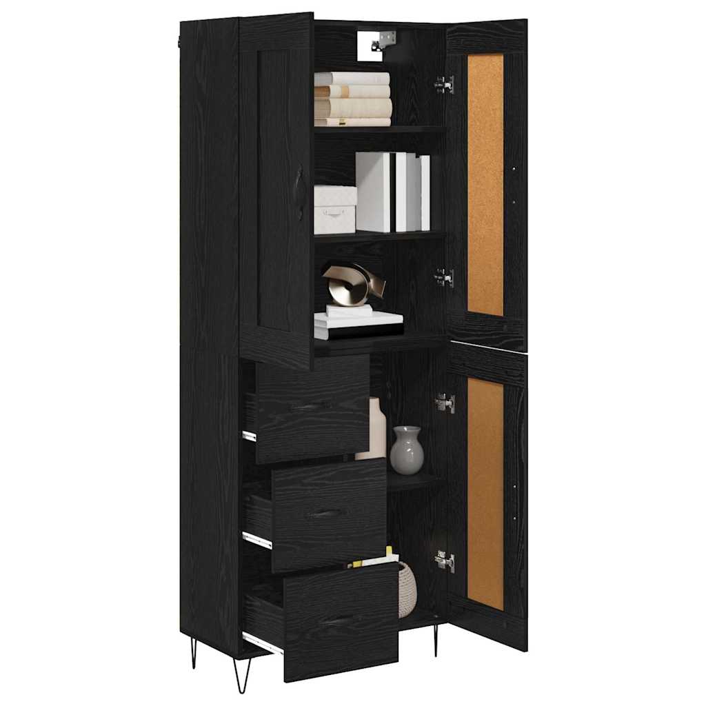 vidaXL Highboard Black Oak 69.5 x 34 x 180 cm Engineered Wood