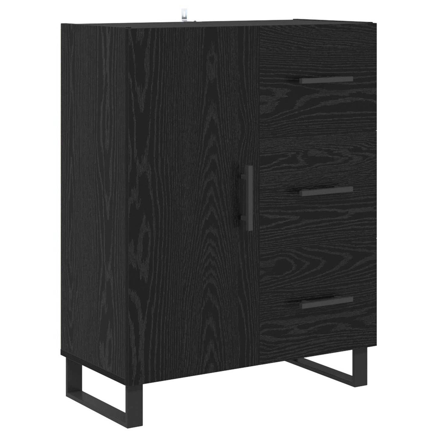 vidaXL Highboard with Drawer 2 pcs Black Oak Engineered Wood and Glass