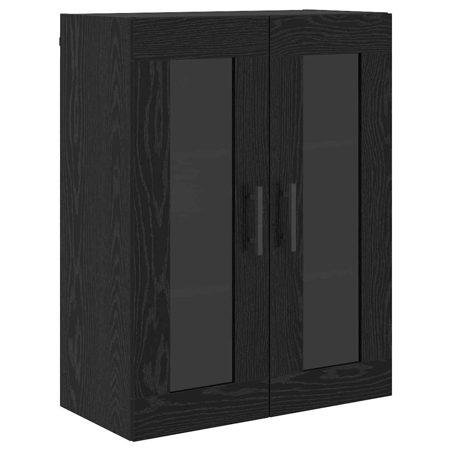 vidaXL Highboard with Drawer 2 pcs Black Oak Engineered Wood and Glass