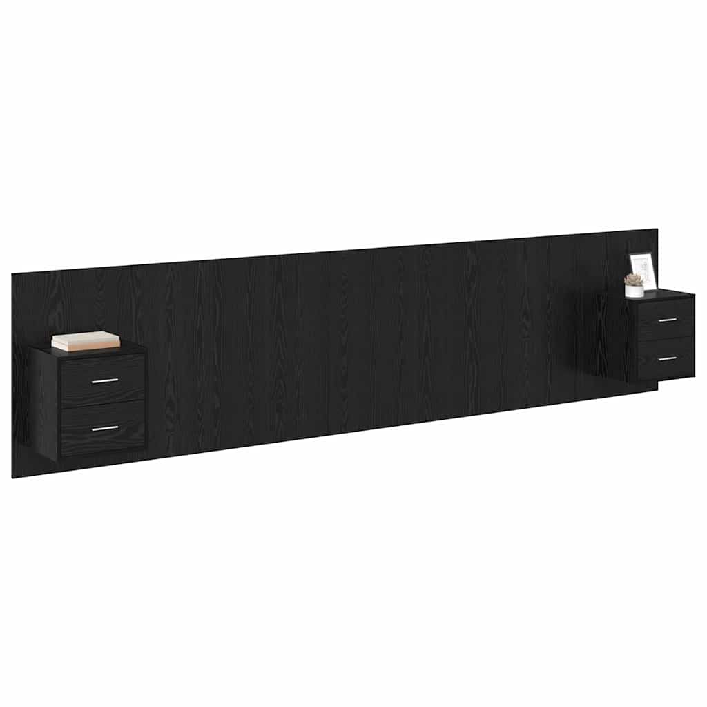 vidaXL Headboard with Cabinet 3 pcs Black Oak Engineered Wood