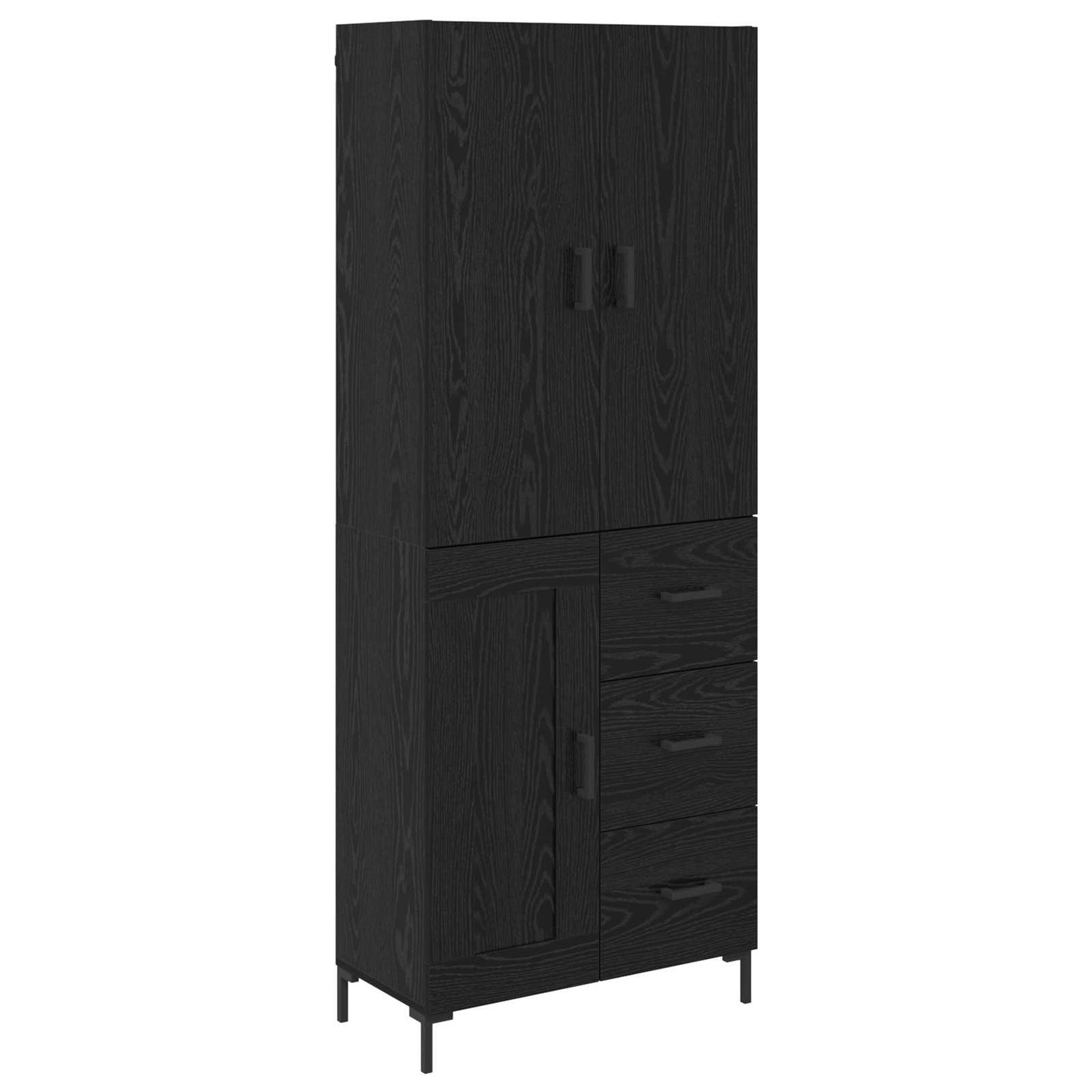 vidaXL Highboard Black Oak 69.5 x 34 x 180 cm Engineered Wood