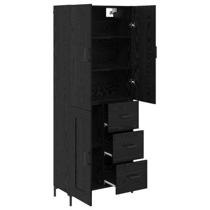 vidaXL Highboard Black Oak 69.5 x 34 x 180 cm Engineered Wood