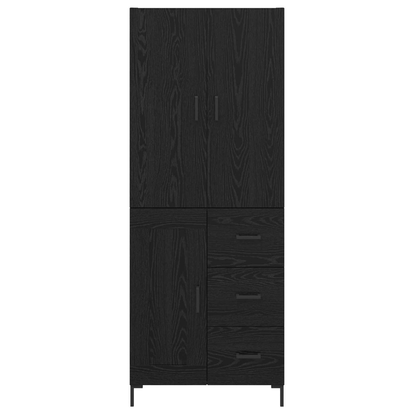 vidaXL Highboard Black Oak 69.5 x 34 x 180 cm Engineered Wood