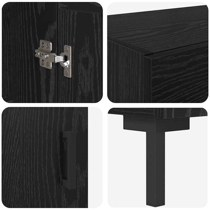 vidaXL Highboard 2 pcs Black Oak Engineered Wood