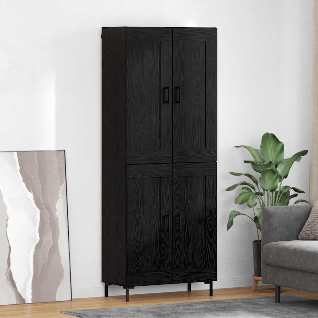 vidaXL Highboard 2 pcs Black Oak Engineered Wood