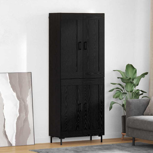 vidaXL Highboard 2 pcs Black Oak Engineered Wood