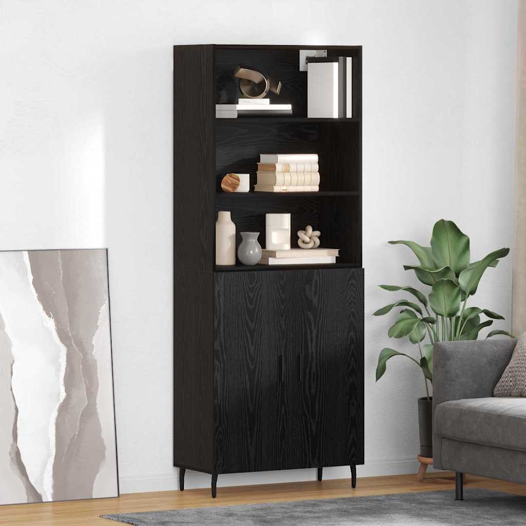 vidaXL Highboard Black Oak 69.5 x 34 x 180 cm