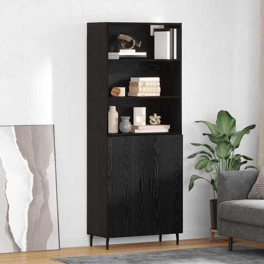 vidaXL Highboard Black Oak 69.5 x 34 x 180 cm