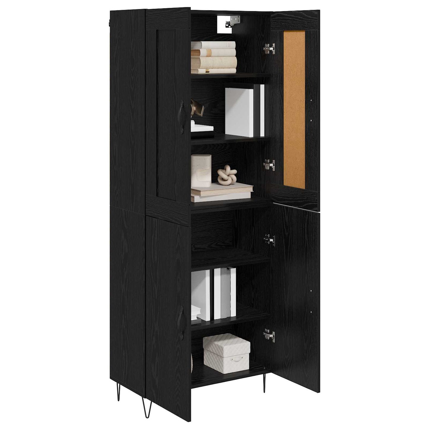 vidaXL Highboard Black Oak 69.5 x 34 x 180 cm Engineered Wood