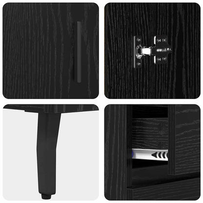 vidaXL Highboard with Drawer Black Oak 69.5 x 34 x 180 cm