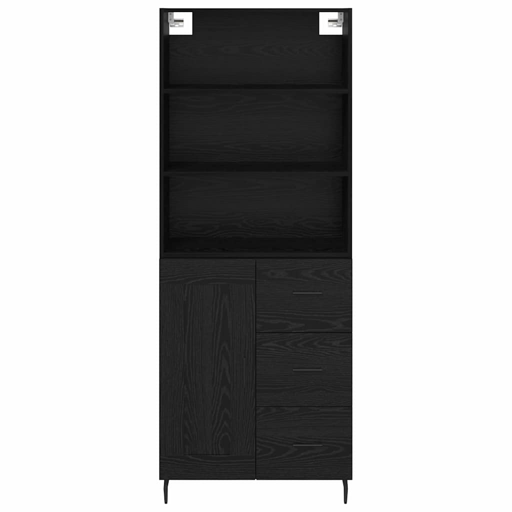 vidaXL Highboard with Drawer Black Oak 69.5 x 34 x 180 cm