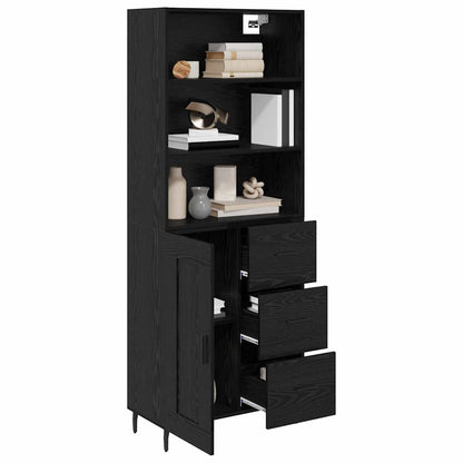vidaXL Highboard with Drawer Black Oak 69.5 x 34 x 180 cm