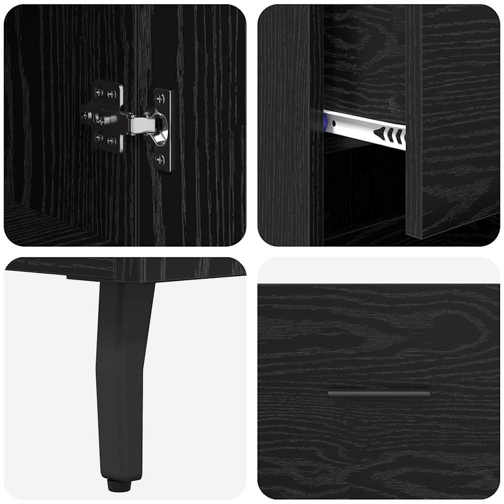 vidaXL Highboard Black Oak 34.5 x 34 x 180 cm Engineered Wood