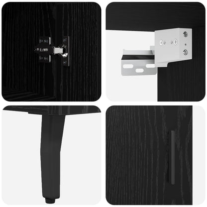 vidaXL Highboard 2 pcs Black oak Engineered Wood and Glass