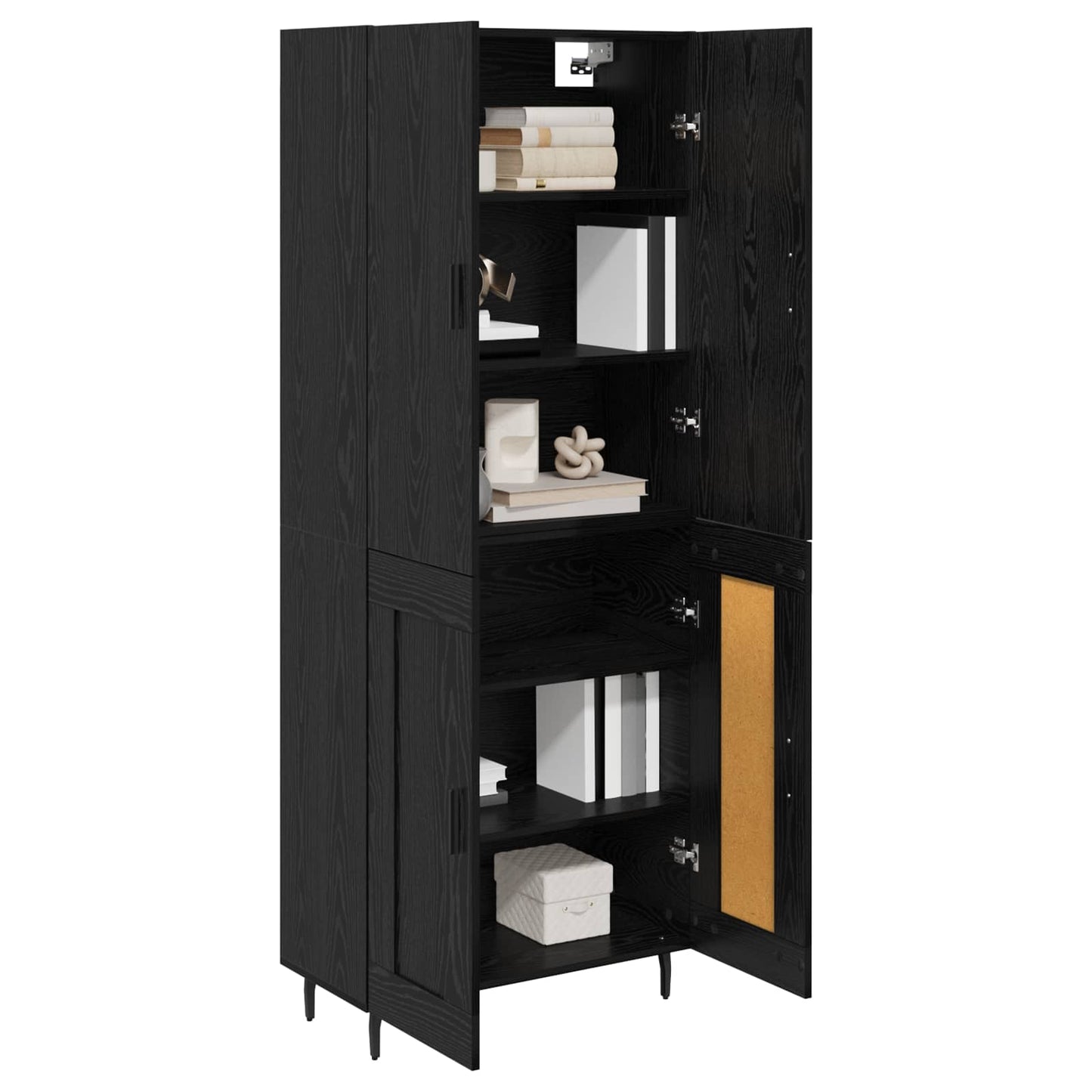 vidaXL Highboard 2 pcs Black oak Engineered Wood and Glass