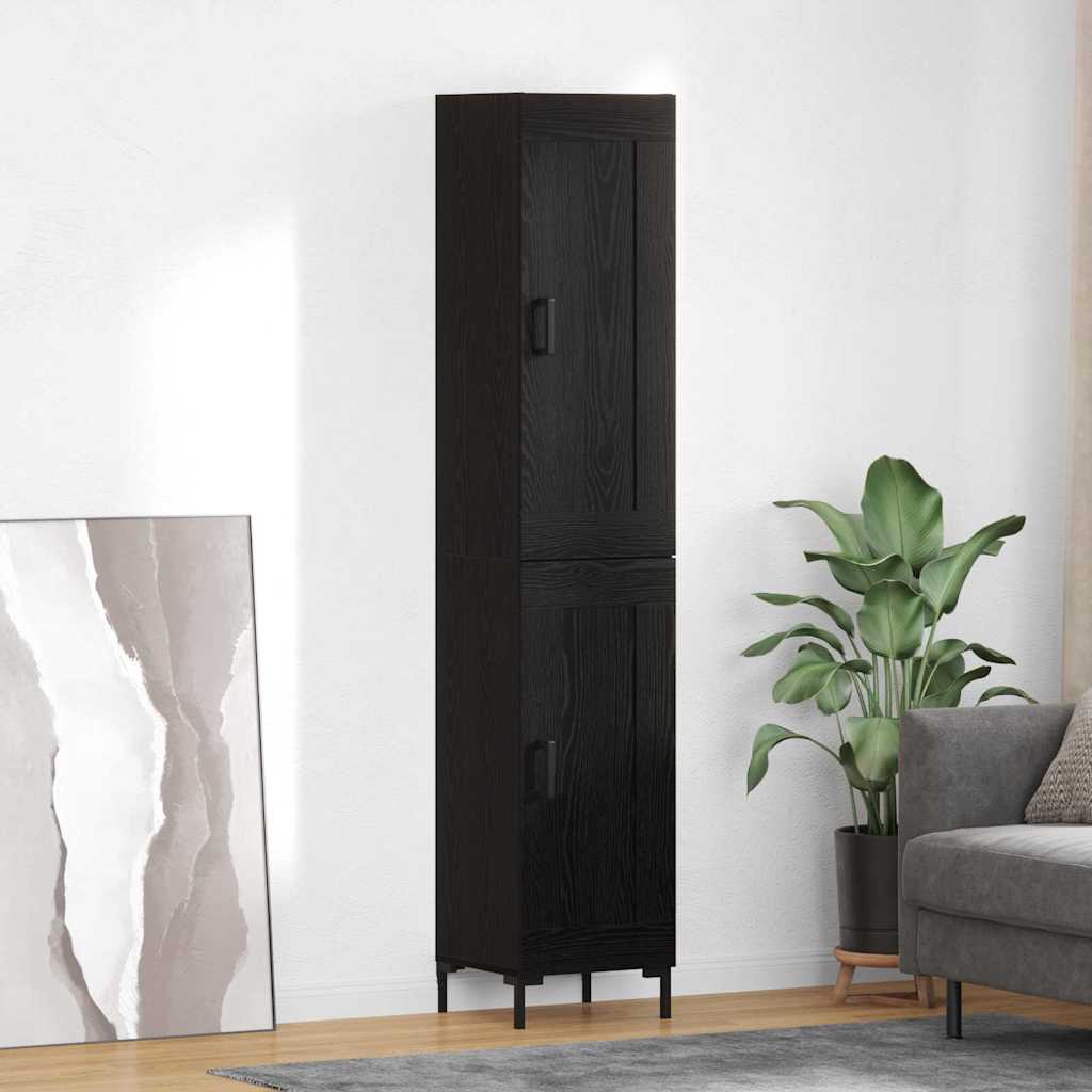 vidaXL Highboard Black Oak 34.5 x 34 x 180 cm Engineered Wood