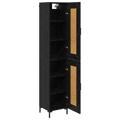vidaXL Highboard Black Oak 34.5 x 34 x 180 cm Engineered Wood