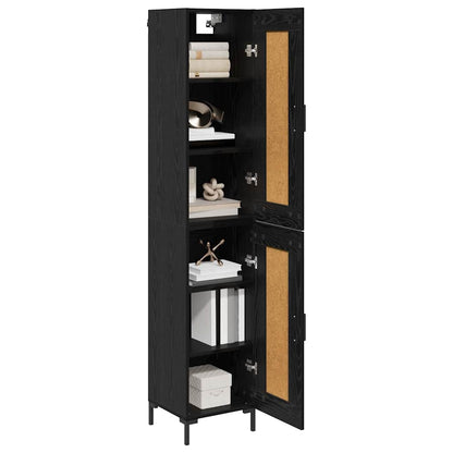 vidaXL Highboard Black Oak 34.5 x 34 x 180 cm Engineered Wood