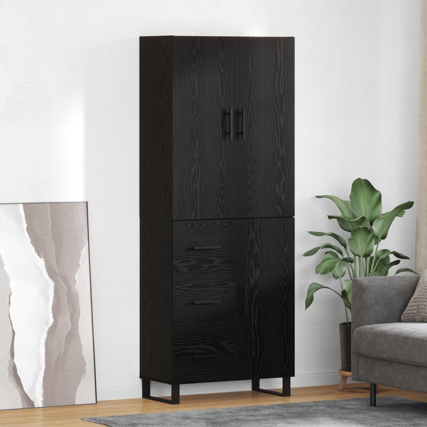 vidaXL Highboard with Drawer 2 pcs Black Oak 69.5 x 34 x 180 cm