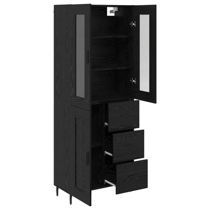 vidaXL Highboard with Drawer 2 pcs Black Oak Engineered Wood