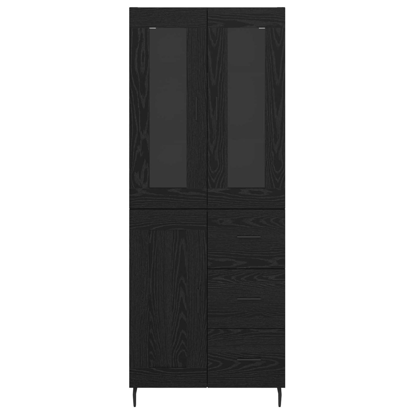 vidaXL Highboard with Drawer 2 pcs Black Oak Engineered Wood