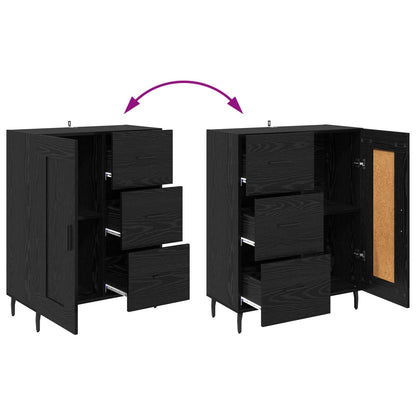 vidaXL Highboard with Drawer 2 pcs Black Oak Engineered Wood