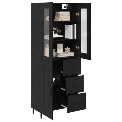 vidaXL Highboard with Drawer 2 pcs Black Oak Engineered Wood