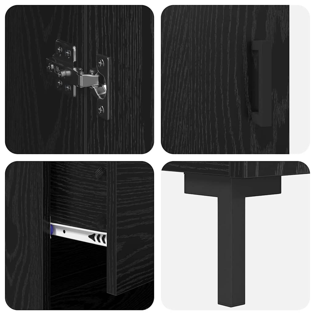 vidaXL Highboard with Drawer 2 pcs Black Oak Engineered Wood