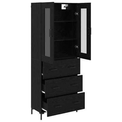 vidaXL Highboard with Drawer 2 pcs Black Oak Engineered Wood