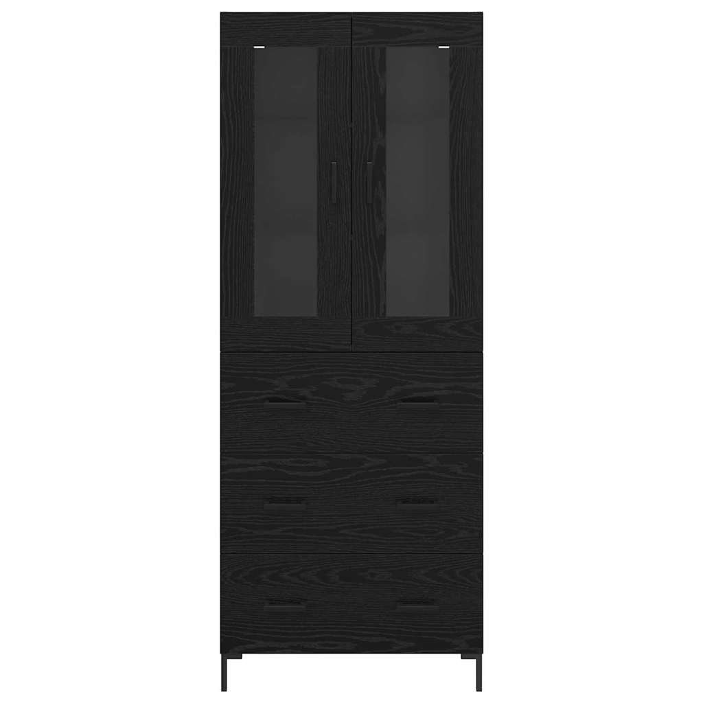 vidaXL Highboard with Drawer 2 pcs Black Oak Engineered Wood