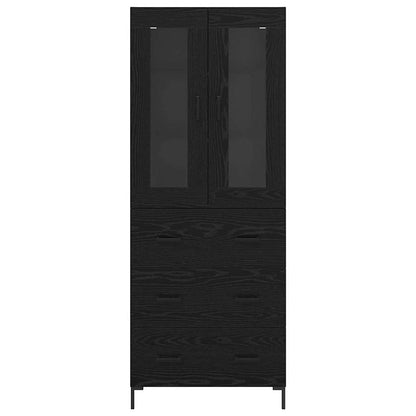 vidaXL Highboard with Drawer 2 pcs Black Oak Engineered Wood