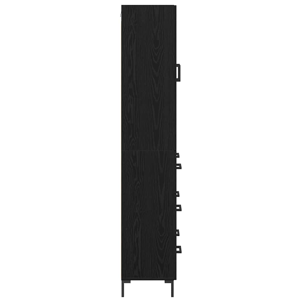 vidaXL Highboard with Drawer 2 pcs Black Oak Engineered Wood