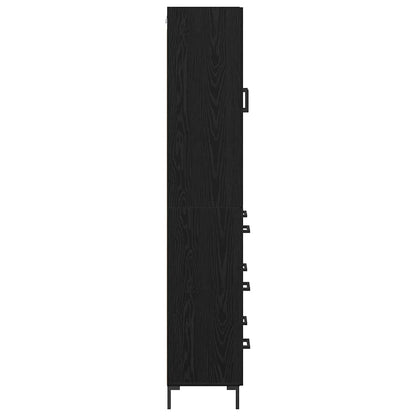 vidaXL Highboard with Drawer 2 pcs Black Oak Engineered Wood