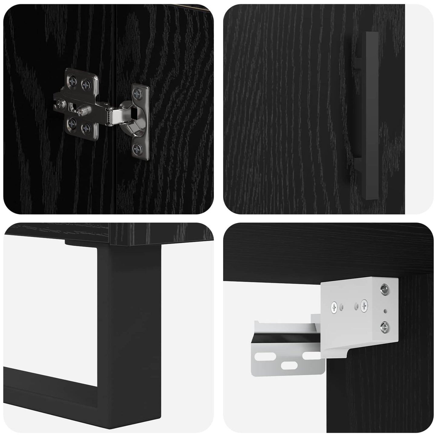 vidaXL Highboard Black Oak 69.5 x 34 x 180 cm Engineered Wood