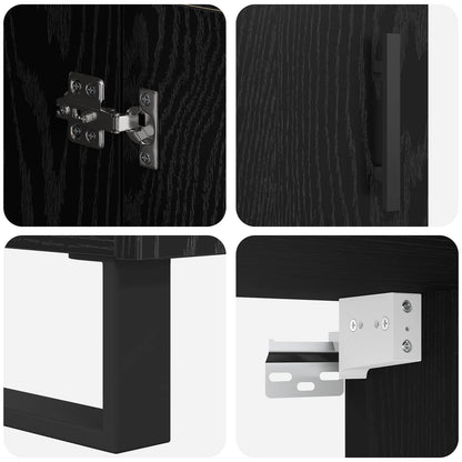 vidaXL Highboard Black Oak 69.5 x 34 x 180 cm Engineered Wood