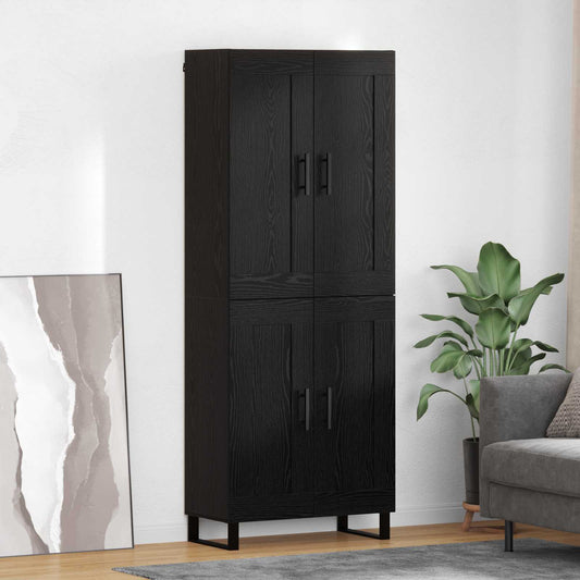 vidaXL Highboard Black Oak 69.5 x 34 x 180 cm Engineered Wood
