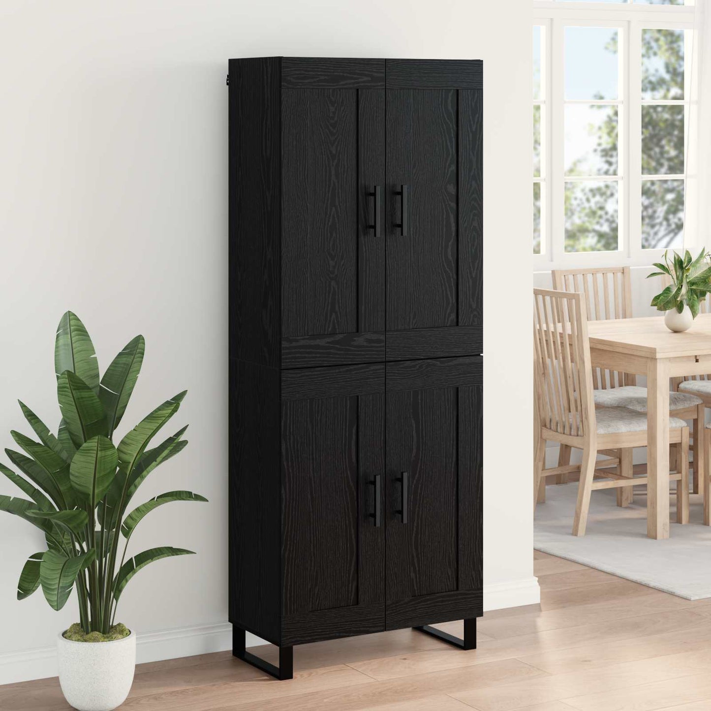vidaXL Highboard Black Oak 69.5 x 34 x 180 cm Engineered Wood