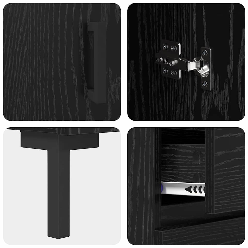 vidaXL Highboard with Drawer 2 pcs Black Oak Engineered Wood