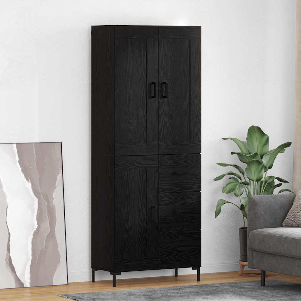 vidaXL Highboard with Drawer 2 pcs Black Oak Engineered Wood