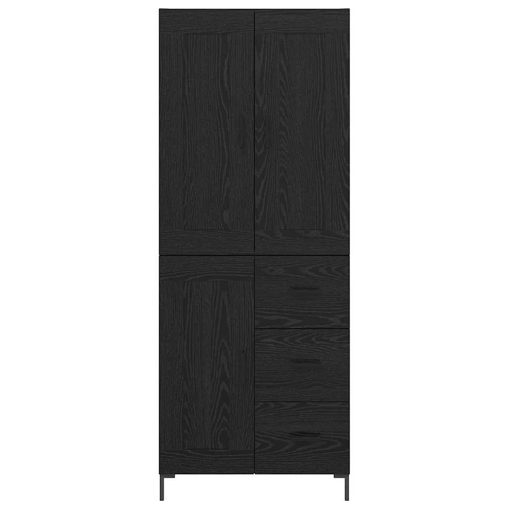 vidaXL Highboard with Drawer 2 pcs Black Oak Engineered Wood